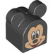 Duplo Black Brick 2 x 2 Curved with Ears and Mickey Mouse (16129)