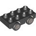 Duplo Black Car Base 2 x 4 with Black Wheels with Black Tires with Silver Hubs (31202 / 95485)