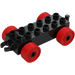 Duplo Black Car Chassis 2 x 6 with Red Wheels (Open Hitch) (14639 / 74656)