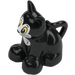 Duplo Black Cat (Sitting) with White Face and White Tummy (101557)