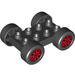 Duplo Black Plate 2 x 4 with Axle Holders and Red Rim Wheels (88760 / 88784)