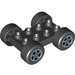 Duplo Black Plate 2 x 4 with Axle Holders Assembly and Silver Spinner Wheel Hub Decoration (88760 / 88784)