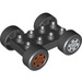 Duplo Zwart Plaat 2 x 4 met As Holders met Donkeroranje en Medium Stone Grey Wielen (88760 / 88784)