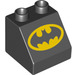 Duplo Svart Backe 2 x 2 x 1.5 (45°) med Batman-logotyp (6474 / 21029)