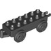 Duplo Musta Juna Carriage jossa Medium Stone Harmaa Pyörät ja Moveable Koukku (64668 / 73357)