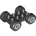 Duplo Black Vehicle Base with Light Aqua Hubs with Flower Wheels (88760 / 88784)