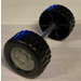 Duplo Black Wheels with Metal Axle and Medium Stone Gray Rims