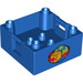 Duplo Blauw Doos met Handvat 4 x 4 x 1.5 met Parcel en around the world (delivery symbol) (12014 / 63008)