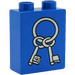 Duplo Blu Mattoncino 1 x 2 x 2 con 2 Keys su Anello senza tubo inferiore (4066)