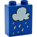 Duplo Blue Brick 1 x 2 x 2 with Rain Cloud without Bottom Tube (4066)