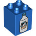 Duplo Blue Brick 2 x 2 x 2 with Milk Bottle with Cow  (19426 / 31110)