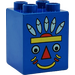 Duplo Blue Brick 2 x 2 x 2 with totem pole face (31110)