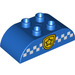 Duplo Blue Brick 2 x 4 with Curved Sides with Police badge and white squared strip (43504 / 98223)