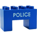 Duplo Blue Brick 2 x 4 x 2 with 2 x 2 Cutout on Bottom with &quot;Police&quot; (6394 / 82597)