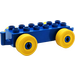 Duplo Blue Car Chassis 2 x 6 with Yellow Wheels (Open Hitch) (10715 / 14639)