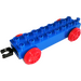 Duplo Niebieski Pociąg Carriage 2 x 8 z Czerwony Koła I Movable Hak