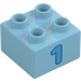 Duplo Brick 2 x 2 with Blue &#039;1&#039; (3437 / 15956)