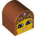 Duplo Brick 2 x 2 x 2 with Curved Top with Girl Face with Crown (3664 / 13862)