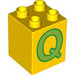 Duplo Brick 2 x 2 x 2 with Green &#039;Q&#039; (31110 / 93013)