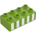 Duplo Kloss 2 x 4 med 5 Vit Vertikal Ränder (3011 / 38494)