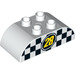 Duplo Brick 2 x 4 with Curved Sides with &quot;28&quot; on Chequered Background (33374 / 98223)