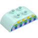 Duplo Brick 2 x 4 with Curved Sides with Green and Blue and Yellow Squares (98223 / 105458)