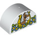 Duplo Brick 2 x 4 x 2 with Curved Top with horse in horse shoe and flower frame (31213 / 73323)