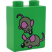 Duplo Bright Green Brick 1 x 2 x 2 with Two Mice without Bottom Tube (4066)