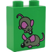 Duplo Bright Green Brick 1 x 2 x 2 with Two Mice without Bottom Tube (4066 / 41472)