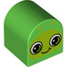 Duplo Fel groen Steen 2 x 2 x 2 met Gebogen bovenkant met Caterpillar / Snail Gezicht (3664 / 15989)