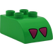 Duplo Bright Green Brick 2 x 3 with Curved Top with Pink Triangles (2302)