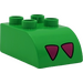 Duplo Bright Green Brick 2 x 3 with Curved Top with Pink Triangles (2302 / 45014)