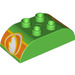 Duplo Bright Green Brick 2 x 4 with Curved Sides with White Wing on Orange Background (13795 / 98223)