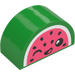 Duplo Bright Green Brick 2 x 4 x 2 with Curved Top with Watermelon Face (31213 / 101567)