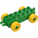 Duplo Světle zelená Auto Podvozek 2 x 6 s Žlutá Kola (Otevřený přívěs) (10715 / 14639)