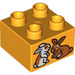 Duplo Bright Light Orange Brick 2 x 2 with Two Rabbits (3437 / 15950)