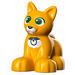 Duplo Bright Light Orange Cat (Sitting) with Green Eyes and Blue Collar (1348)