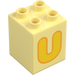 Duplo Helder lichtgeel Steen 2 x 2 x 2 met Letter &quot;U&quot; Decoratie (31110 / 65944)