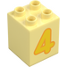 Duplo Bright Light Yellow Brick 2 x 2 x 2 with Number 4 (31110 / 77921)