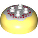 Duplo Bright Light Yellow Round Brick 4 x 4 with Dome Top with Red and Pink Hearts and Stars (98220 / 99046)