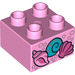 Duplo Klar rosa Kloss 2 x 2 med Sea Shells (3437 / 12664)