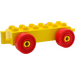 Duplo Car Chassis 2 x 6 with Red Wheels (Open Hitch) (14639 / 74656)