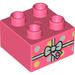 Duplo Coral Brick 2 x 2 with Spotty present with Bow (3437 / 66011)