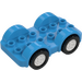 Duplo Dark Azure Wheelbase 2 x 6 with White Rims and Black Wheels (35026)