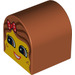 Duplo Dark Orange Brick 2 x 2 x 2 with Curved Top with Girls Face with Bow (3664 / 99880)