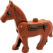 Duplo Dark Orange Horse with Movable Head with Saddle