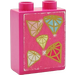 Duplo Dark Pink Brick 1 x 2 x 2 with Jewels Sticker without Bottom Tube (4066)