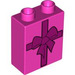 Duplo Dark Pink Brick 1 x 2 x 2 with Pink Ribbon / Gift without Bottom Tube (4066 / 54828)
