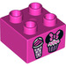 Duplo Dark Pink Brick 2 x 2 with Cupcake and ice-cream (3437 / 25104)