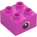 Duplo Dark Pink Brick 2 x 2 with Eye looking left (37396 / 37397)